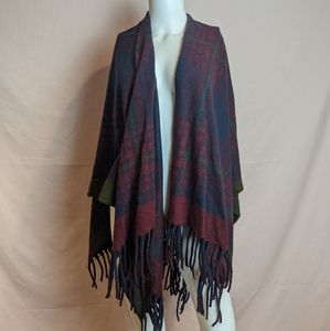 Cherishh Wool Blend Plaid Blanket Wrap Made In Italy
